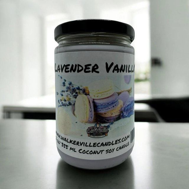 Lavender Vanilla Vegan Coconut Soy 12 oz/ 355 ml Candle Hand-poured, Eco-friendly, Clean Burning, Floral