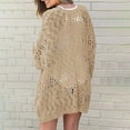 thumbnail image 4 of UYISJ Womens Crochet Cardigan Sweater Boho Solid Color Oversized Fall Cardigans Open Front Long Sleeve Outerwear Khaki S, 4 of 9