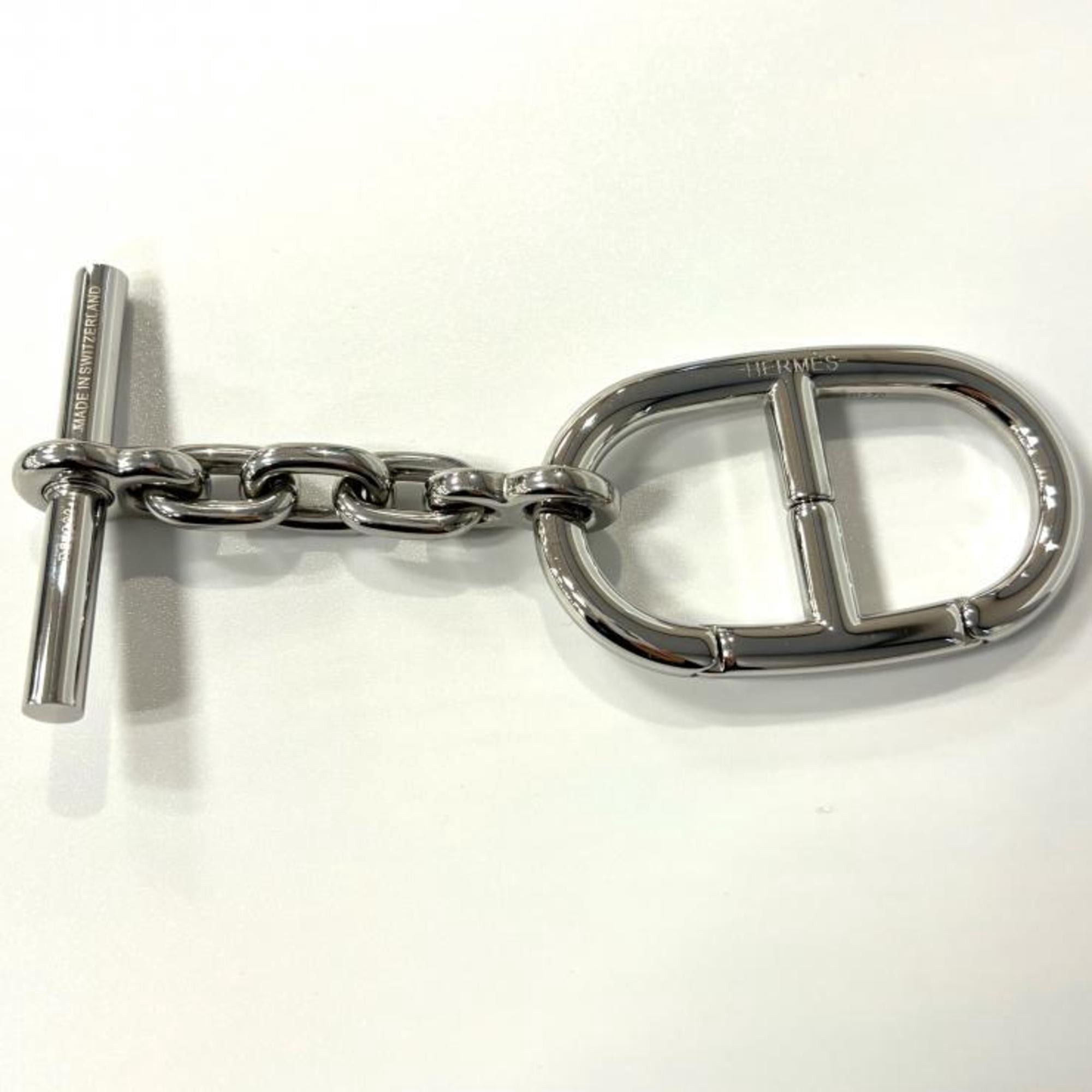 Pre-Owned HERMES Chaine d'Ancre Silver Key Ring with Rhodium Charm