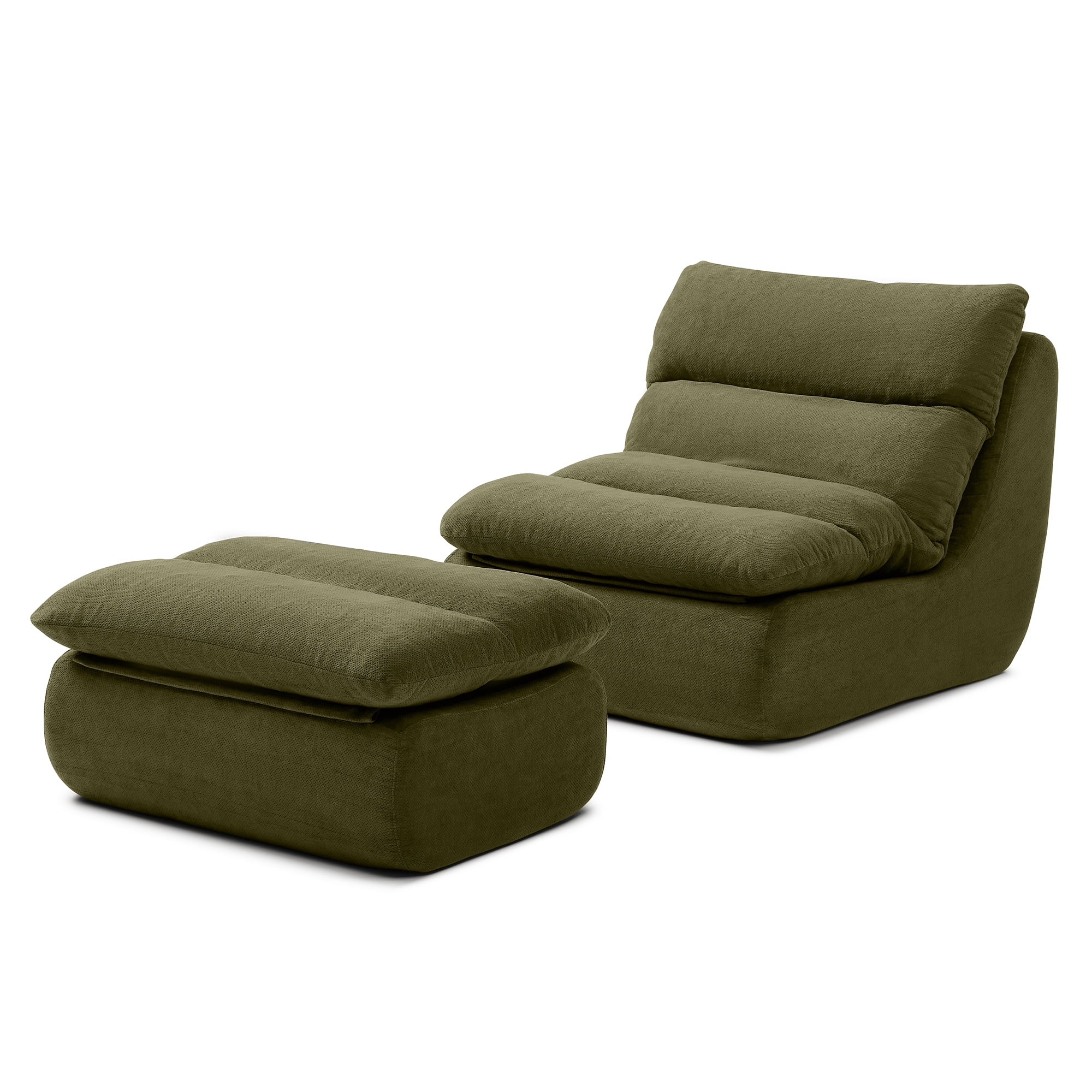 32" Bean Bag Chair & Ottoman, Tufted Lazy Sofa for Adults