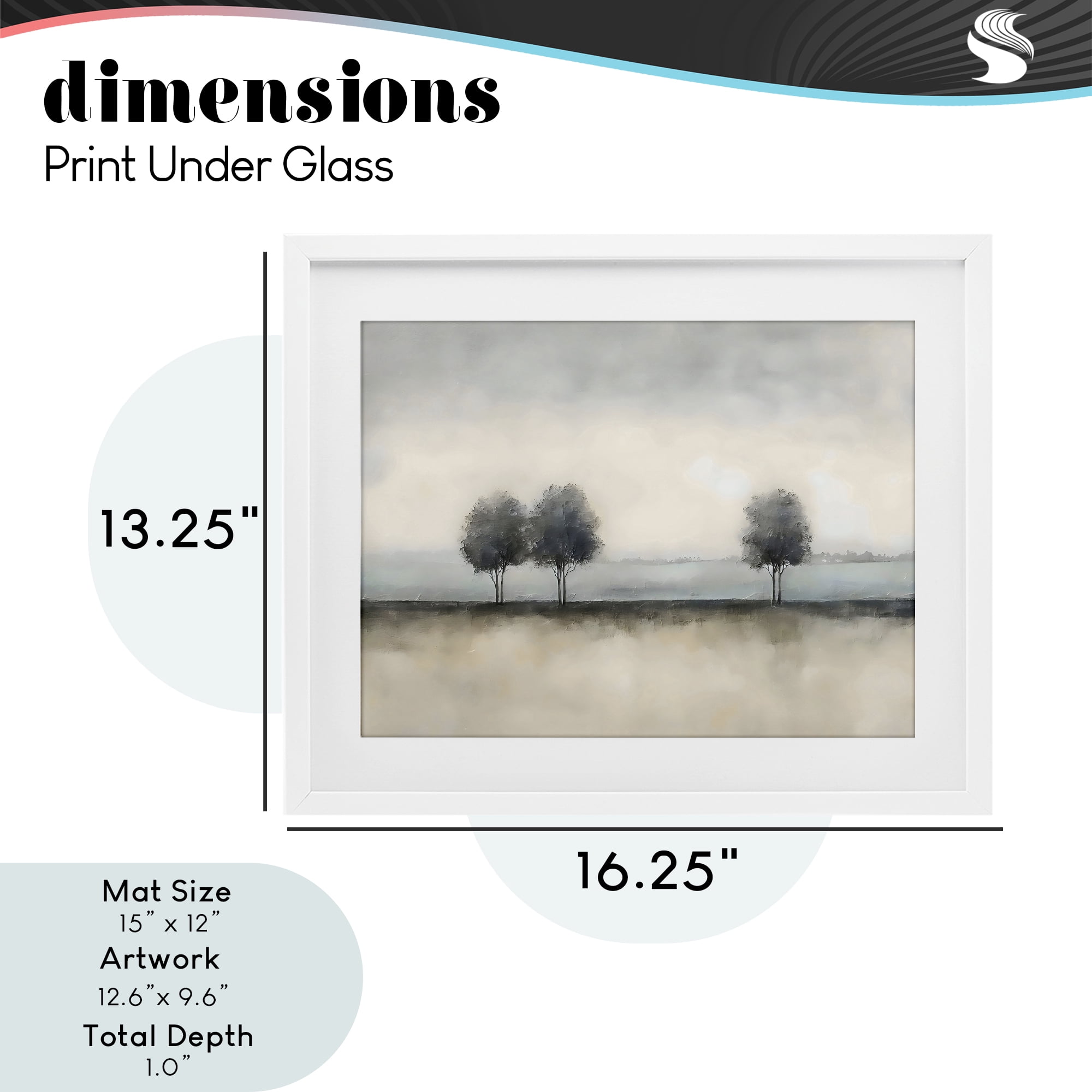 Stupell Industries Muted Trees Horizon White Framed Print Under Glass, design by Riley B