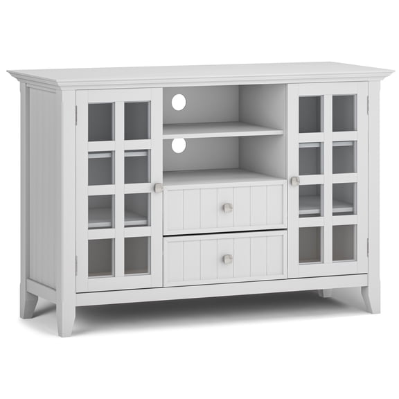 Simpli Home Acadian 53 inch Wide Solid Wood Transitional Tall TV Stand in White For TVs up to 60 inches