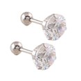 thumbnail image 1 of Ear Studs Anti-allergic Cubic Zirconia Stainless Steel 3 Prong Design Earrings For Daily Life, 1 of 3