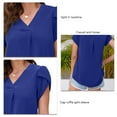 thumbnail image 5 of Women Casual Loose Blouses Petal Short Sleeve Split V Neckline Pure Color Summer Tops, 5 of 6