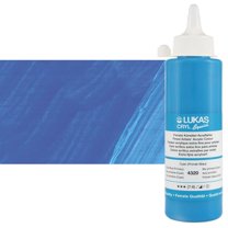Lukas Cryl Liquid Soft Body Acrylic Paints for Painting - Professional Low Viscosity - 250 ml Bottle Cyan Blue (Primary)