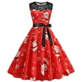 thumbnail image 2 of Moda mujer encaje una línea Flare vestido Vintage Prom Swing sin mangas estampado Navidad vestido de fiesta de Navidad Fridja hjkh464, 2 of 9