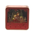 thumbnail image 3 of Figuras de casa de nieve navideñas, decoración con luz cálida, cabaña de troncos brillante para Cuadrado, 3 of 9