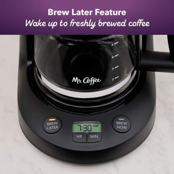 Mr. Coffee Mini Brew Programmable Coffee Maker, 5-Cup Coffee Maker, Black