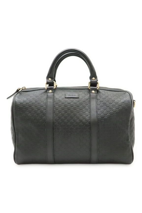 Pre-Owned GUCCI Microguccissima Boston Bag Handbag Leather Black Shoulder 449646
