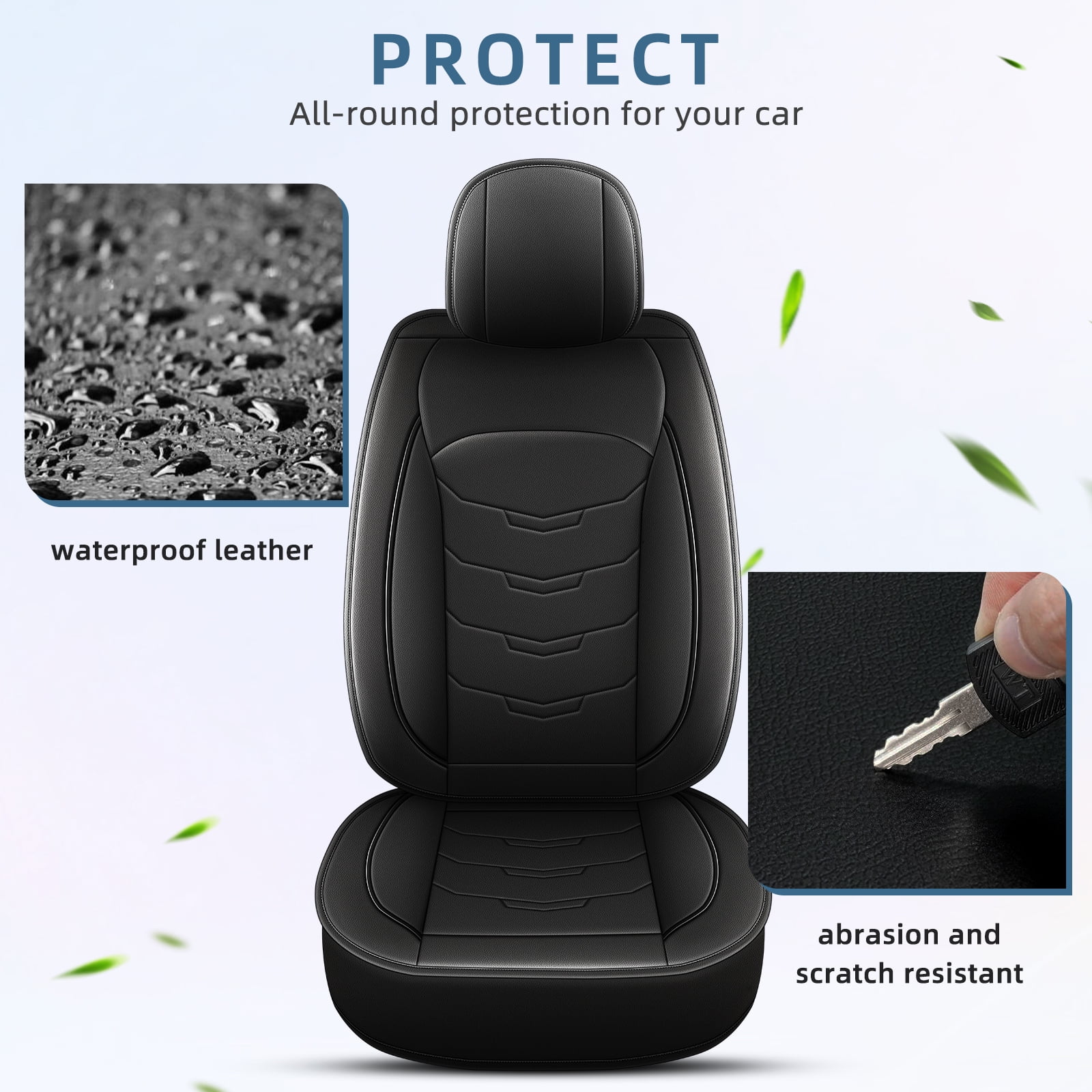 LAONNVIR Car Seat Cover Fit for Honda CR-V 2007-2024 2025: Front Set Waterproof Leather Vehicle Seat Cushion Luxury Automotive Protector,Black Front Set(2 Seats)