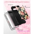 thumbnail image 6 of Google Pixel 6A Case 6.1" 2022,Glitter Sparkle Floral Pattern 3 in 1 Duty Rugged Dual-Bumper,Hard PC & Soft Silicone,360 Full-Body Protective Phone Cover for Women Girls,Peony, 6 of 16