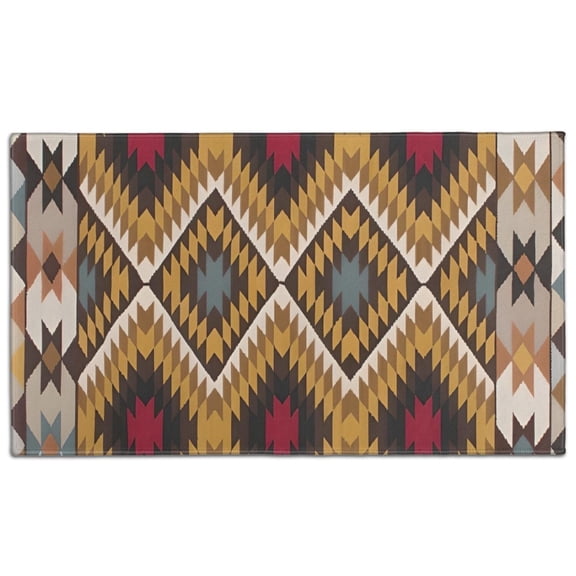 Brown Geometric Triangle Diamond Pattern Door Rugs,Washable Non Slip Door Mats Indoor,Decorative Door Mats,Entry Mat Indoor for Entrance,Bedroom,Kitchen,Bathroom,17"x30"