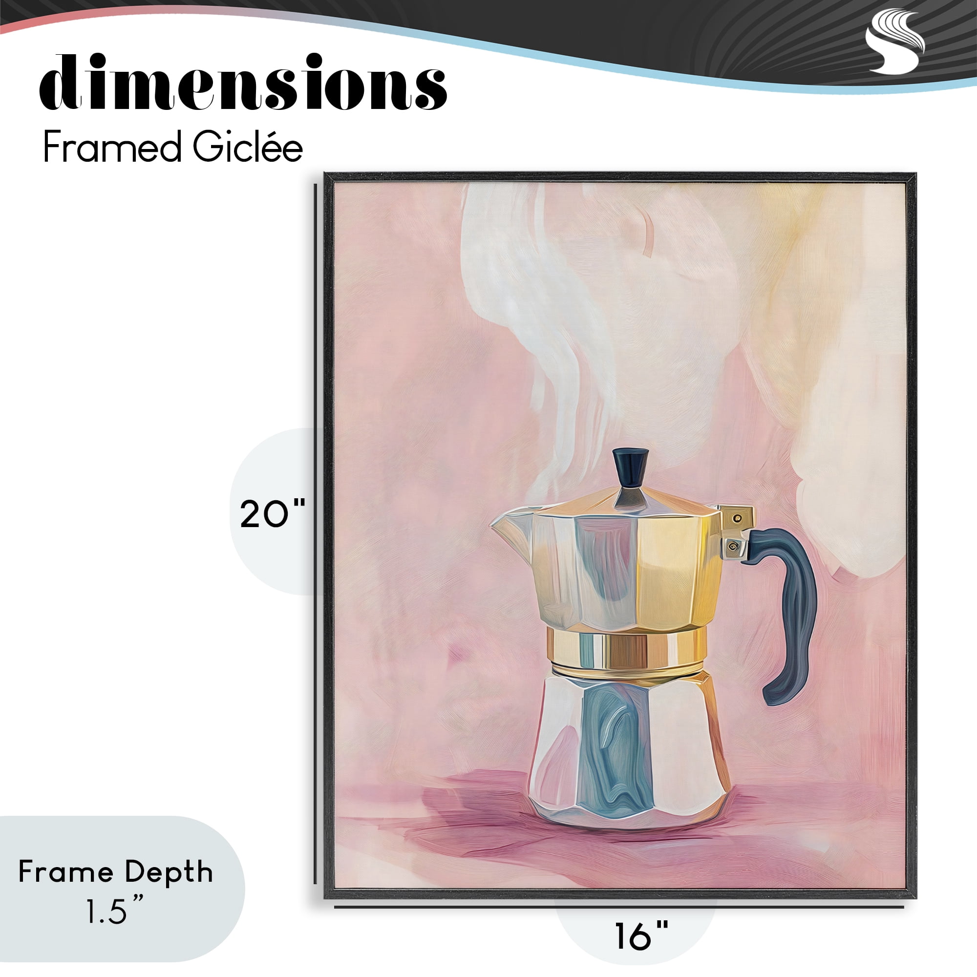 Stupell Industries Vintage Coffee Maker on Pink Black Framed Giclee Art, design by The Prints Vibe