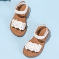 thumbnail image 6 of WUANDIXFA Toddler Sandals Girls Toddler Girls Sandals Princess Dress Summer Shoes Wedding Party Little Kids Flats Beige,Size US 4, 6 of 7
