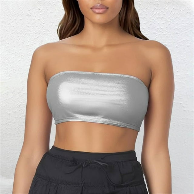 Tube Tops A Sexy Strapless Top With A Shiny Leather Base Layer And A Stage Performance Vest Worn Inside Wrapped Around The Chest With A Leather Strapless Strap S