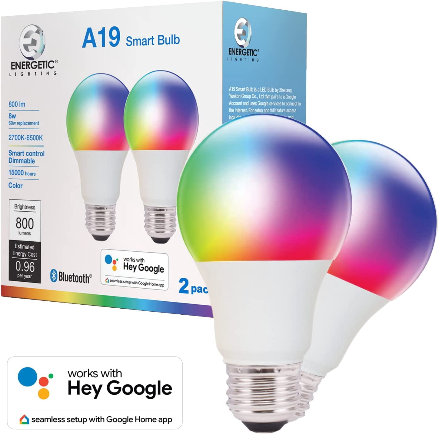 Bluetooth Led Color Changing Led Light ENERGETIC Smart A19 Bluetooth LED Light Bulb, Color Changing, Tunable ...