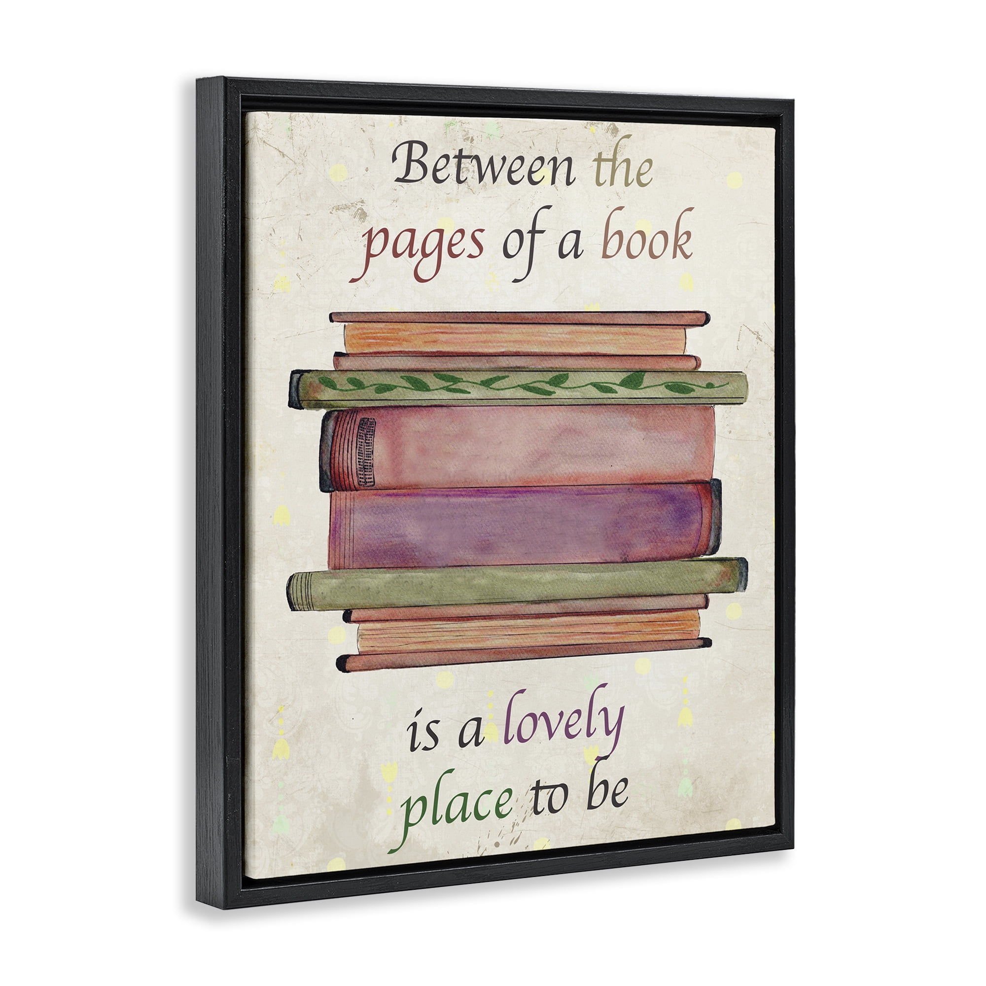 Stupell Industries Between Pages Of A Book Black Framed Floater Canvas Wall Art, design by Julia Frost