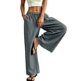 thumbnail image 4 of ZHYou Sweatpants for Women Cotton Linen Baggy Fit Drawstring Wide Leg Elastic High Waist Casual Pull On Jogger Pants,Dark Gray,Size S, 4 of 9