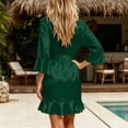 thumbnail image 5 of Kaemgyyd Robes for Women Satin 3/4 Bell Sleeve Robe Silk V Neck Robes Casual Soft Comfy Sleepwear for Wedding Party Clothing（Green,Small）, 5 of 5