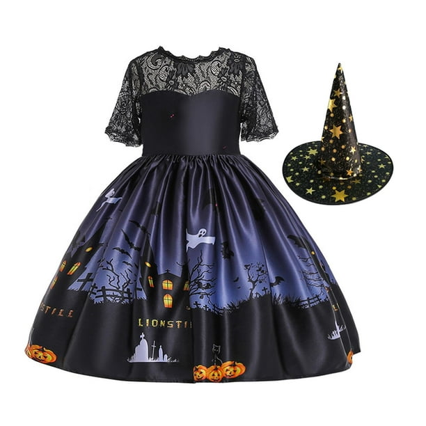 Vestido de disfraz de Halloween de para niña, vestido de , vestidos de princesa , vestidos de niño con estampado de calabaza para vestir, cumpleaños Altura 130cm Hugo vestidos de niñas