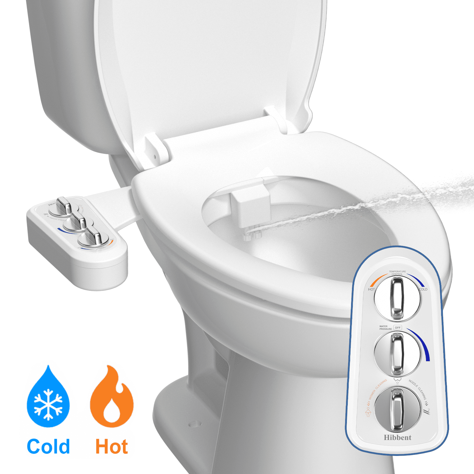 CADOVE Non-Electric Bidet Attachment for Toilet, Dual Self-Cleaning Nozzle, Hot & Cold Water