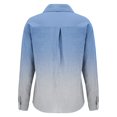 thumbnail image 4 of Blue Womens Tops Women's Single Breasted Pleated Lapel Shirt Station Explosion Women's Solid Color European and American Sleeve Top Shirts for Women, 4 of 5