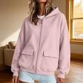 thumbnail image 2 of Hauaitttt Lady Zip up Hooded Sweatshirt with Loose and Casual Long Sleeves and Jacket Style Hoodie Female Small Sweatshirts Light Weight Zip up Hoodie Women Hooded Sweat Shirt for Women Snap Front, 2 of 4