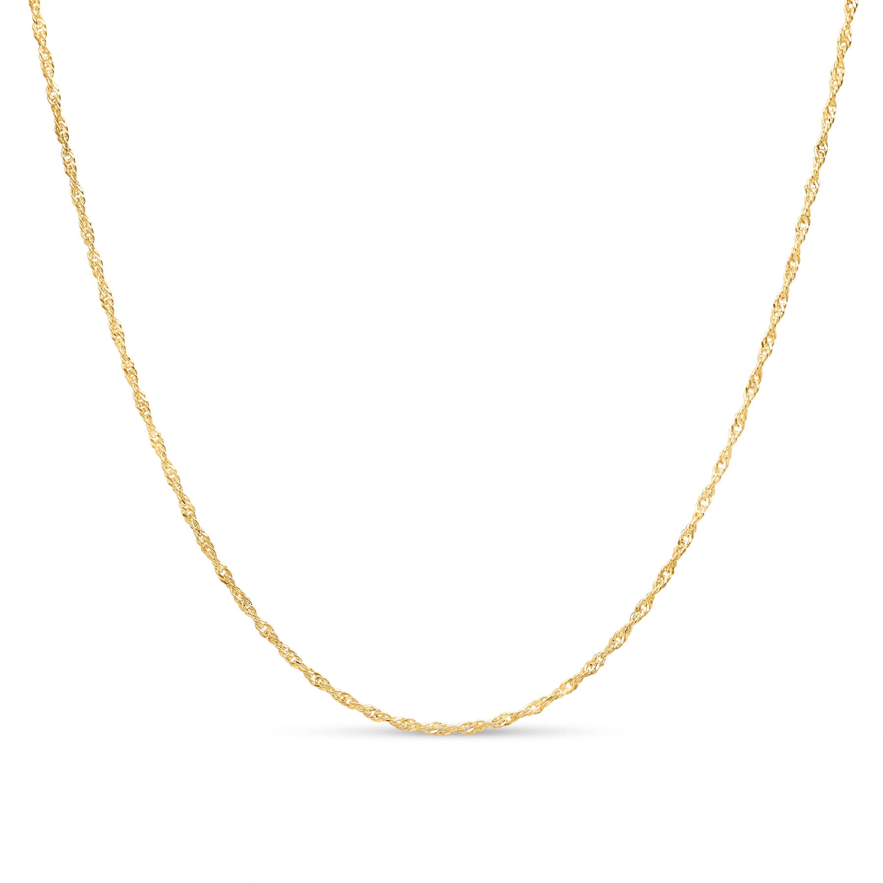 Women Men Gold Plated Sterling Silver 2mm Singapore Twisted Curb Chain Necklace