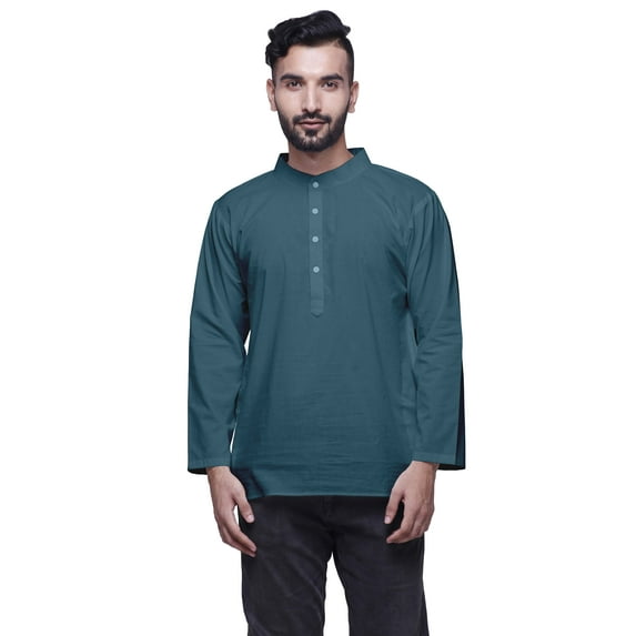 Atasi Mens Kurta Shirt Solid Mandarin Collar Kurta For Boys Short Kurta
