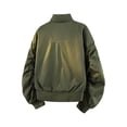 thumbnail image 4 of Mens Fall Jackets Zip Up Stand Up Collar Elastic Cuffs Trendy Casual Motorcycle Coats with Pocket Army Green XXXXL, 4 of 7