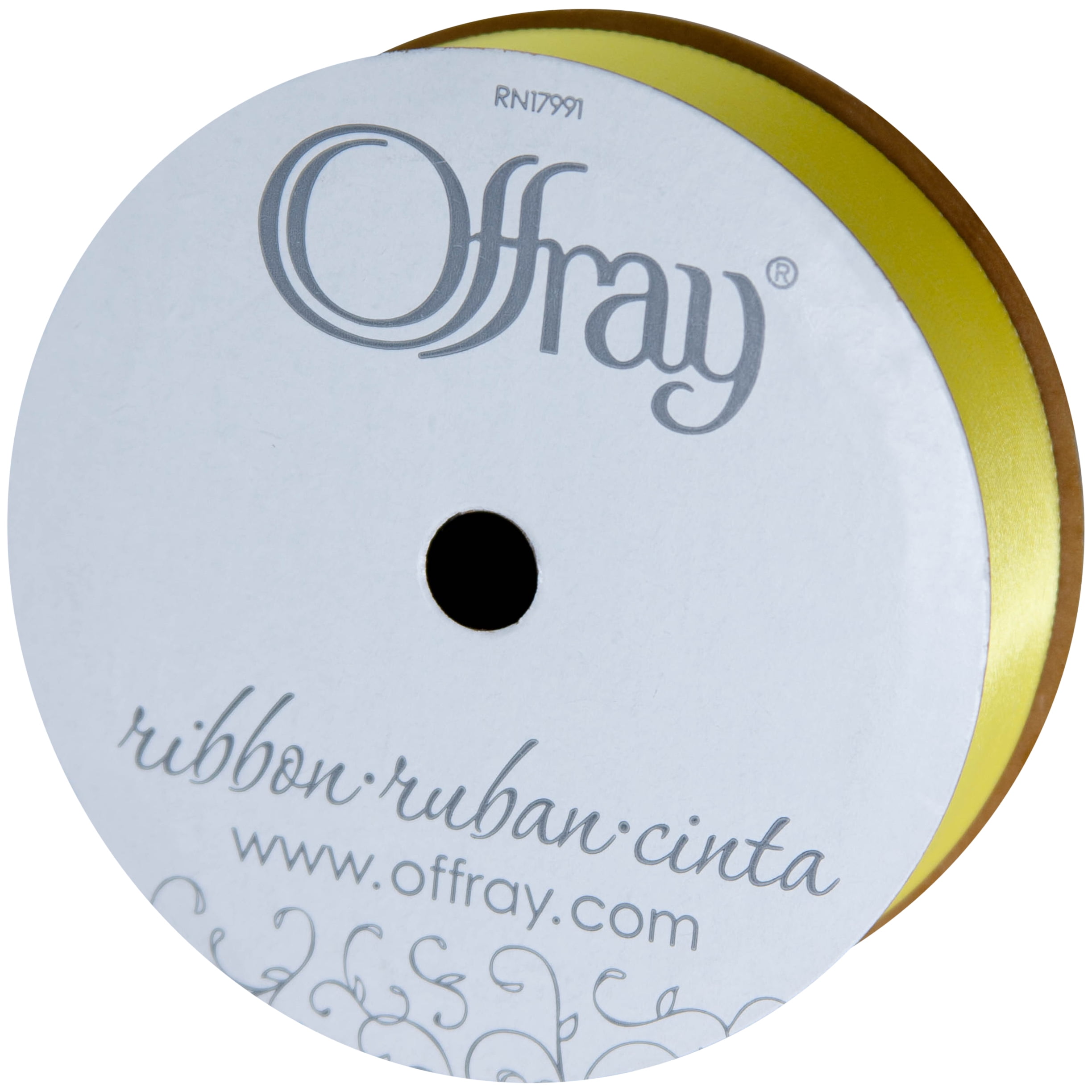 (2 pack) Offray Ribbon, Lemon Yellow 7/8 inch Single Face Satin Polyester Ribbon for Sewing, Crafts, and Gifting, 18 feet, 1 Each