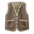 thumbnail image 4 of Lcziwo Womens Fuzzy Sherpa Fleece Vest Winter Warm Casual Trendy Coats Sleeveless Button Down Vneck Jackets Lightweight Pockets Outerwear Brown,S, 4 of 5