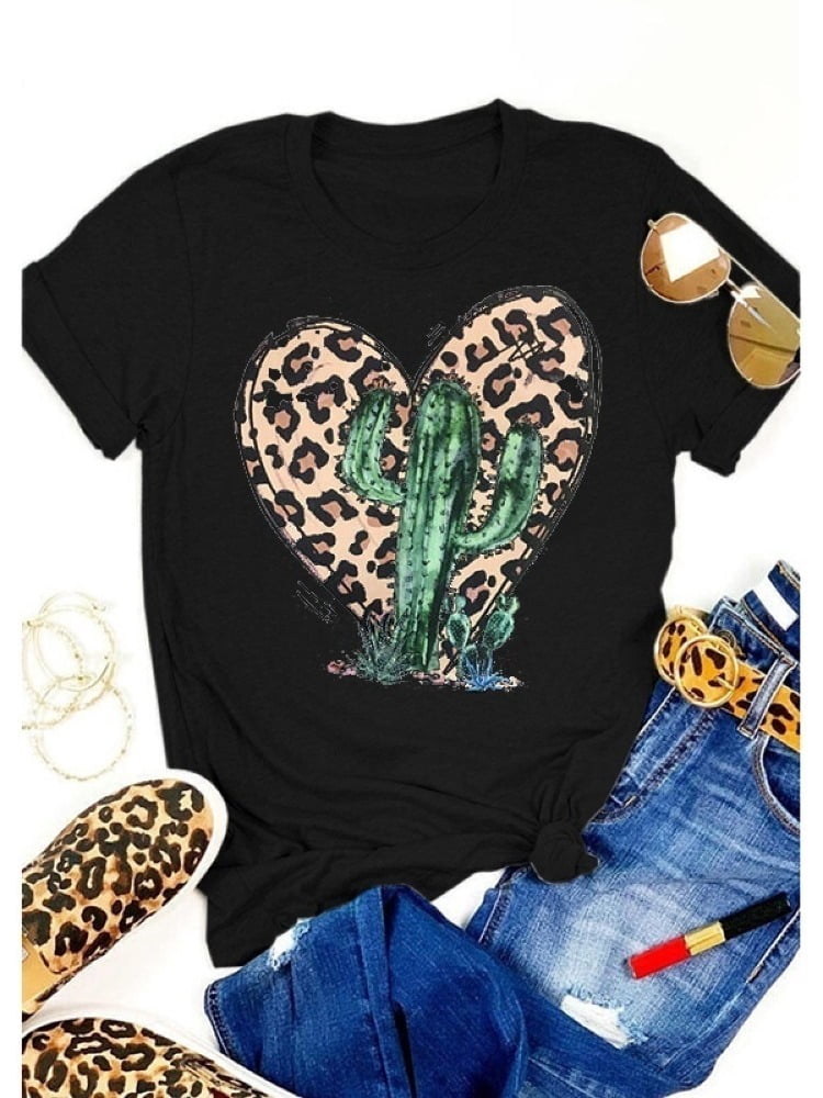 Cactus Print Women Summer T-Shirt 