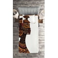 thumbnail image 2 of African Coverlet Set Twin Size, Tribal Exotic Beauty Woman Figure with Traditional Mask Totem Illustration, Quilted 3 Piece Decor Bedspread Set with Pillow Sham, Brown and Cinnamon, by Ambesonne, 2 of 2
