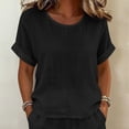 thumbnail image 7 of Cagogo Women Plus Size 2 Piece Shorts Set Round Neck Short Sleeve Tshirt Pocket Loose Casual Summer Outfits Matching Lounge Sets Tracksuits Travel Airport Clothes, Black 3XL, 7 of 7