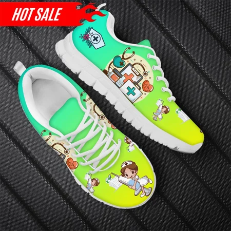 

Gradient Cartoon Nurse Doctor Medical Brand Design Flats Nursing Shoes Woman Spring/Autumn Sneakers Breathable Shoes