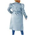 thumbnail image 7 of UYISJ Trench Coat for Women Fall Jackets Double Breasted Long Coat Long Puff Sleeve Classic Lapel Slim Fit Overcoat with Belt Sky Blue M, 7 of 7