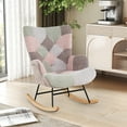 thumbnail image 2 of Gymax Nursery Rocking Chair Upholstered Boucle Fabric Nursing Armchair w/ Ergonomic Armrests, 2 of 9