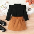 thumbnail image 2 of Kids Toddler Girl Fall Outfit Winter Long Sleeve Turtleneck Sweater Top Brown Belt Mini Skirt with Pocket 12M-6Y, 2 of 5