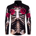 thumbnail image 3 of Camisa con botones de esqueleto con estampado 3D divertido para hombres y mujeres, camisetas de manga larga para carnaval, Halloween, Cosplay, ropa de calle unisex para hombre, 3 of 5
