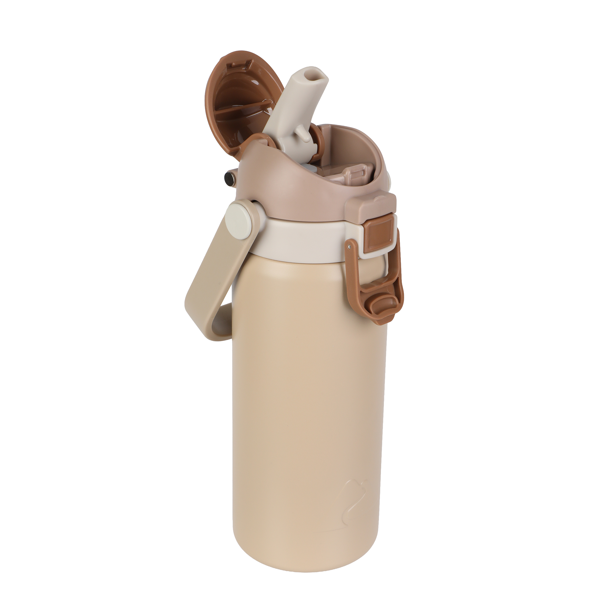 Botella de agua aislada de acero inoxidable de 18 oz con doble tapa, doble pared al vacío, con tapa de sorbo y vertido, crema irlandesa 5