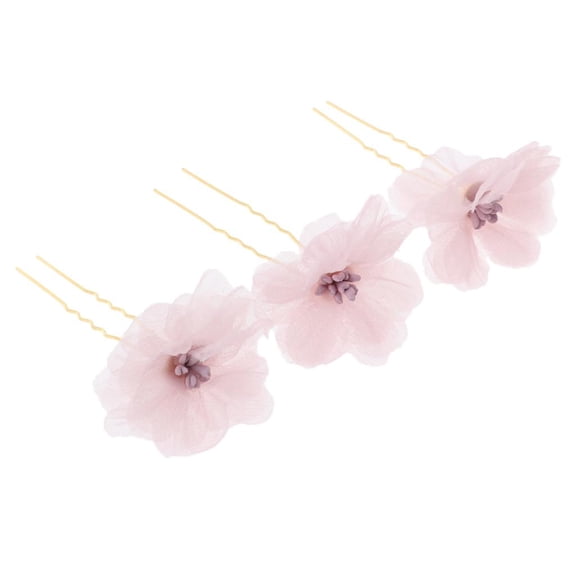 3Pcs/Set Bridal Flower Hairpin Hair Ornament Headwear Jewelry , Light Pink, 8x4cm