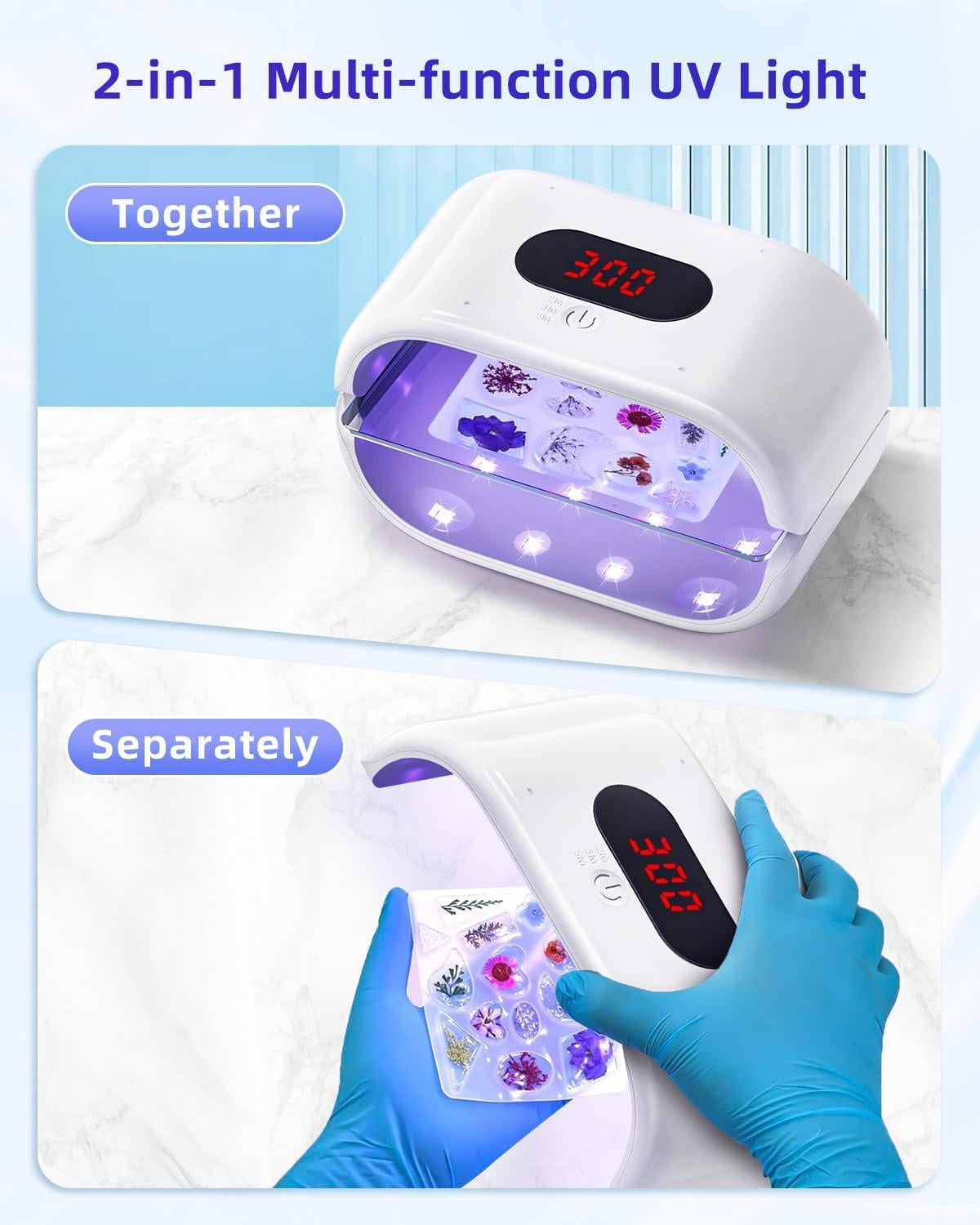 Large size portable UV resin lamp, fast curing portable UV lamp, resin consumables for UV resin, jewelry making, DIY craft, decoration