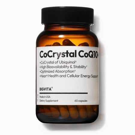 BIGVITA CoCrystal CoQ10+ | High Absorption Ubiquinol with PQQ SOD & BioPerine 4.5X Better Bioavailability for Heart Energy & Cellular Vitality