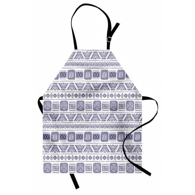 Tribal Apron Mexican Aztec Pattern with Geometric Forms Vintage Ethnic Boho Artwork Design Print, Unisex Kitchen Bib Apron with Adjustable Neck for Cooking Baking Gardening, Mauve White, by Ambesonne