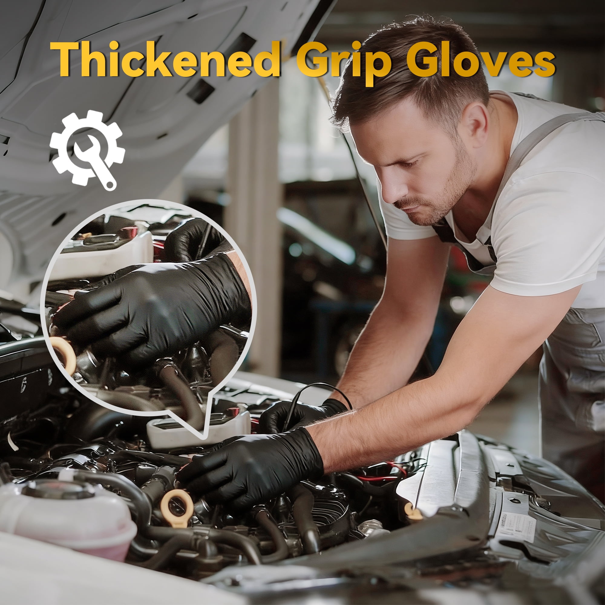 Black Nitrile Disposable Gloves 1000 Pcs, 5Mil Latex-Free and Powder-Free, Food Grade Safe for Food Processing, Kitchen, Cooking, Salons, Healthcare, Household Cleaning (L Size)