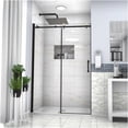thumbnail image 4 of JERFIT 48x76 Inch Single Sliding Shower Door Enclosure, 8mm Tempered Glass Bypass Bathroom Stall with Matte Black Frame, Reversible Opening for Tub, 4 of 8
