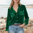 thumbnail image 4 of Purcolt Velvet Tops for Women Sequin Womens Sparkly Shirts Blouses Button Down Long Sleeve Top Festival Luxury Outfits, 4 of 9