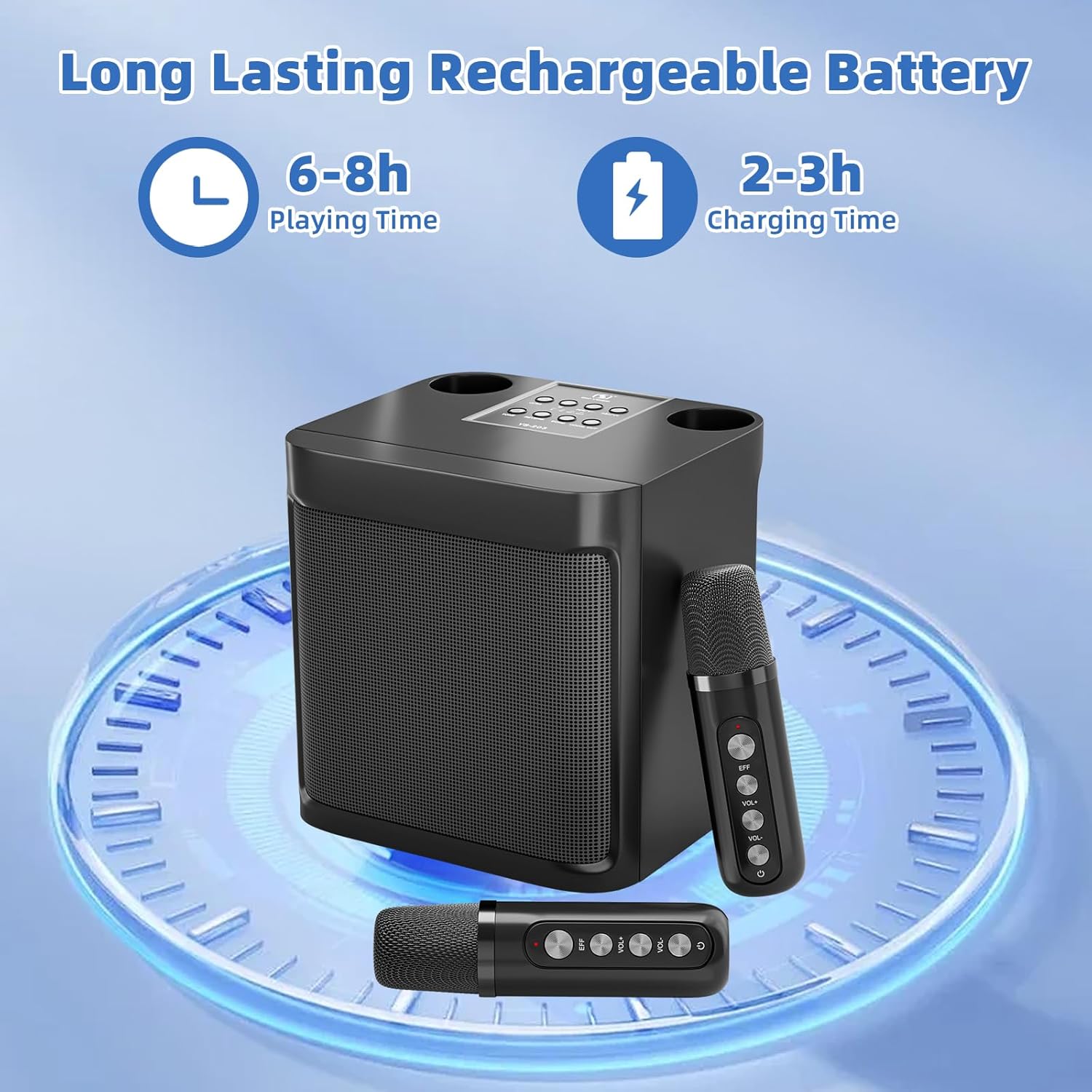 Freefish Portable Bluetooth Karaoke Machine, 2 Mics photo 6