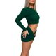 thumbnail image 4 of VISgogo, conjunto de camiseta y falda para mujer, blusas cortas de manga larga con burbujas de Color sólido a la moda y falda ajustada irregular VISgogo  moda, 4 of 9